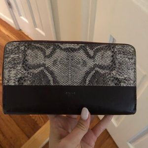 CELINE two tone croc wallet
